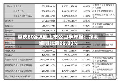 重庆80家A股上市公司半年报：净利润同比增26.83%
