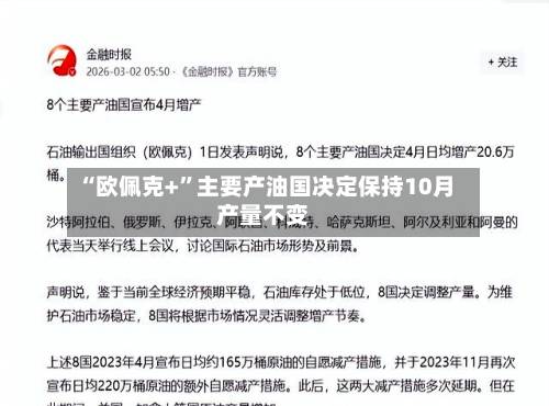 “欧佩克+”主要产油国决定保持10月产量不变-第2张图片