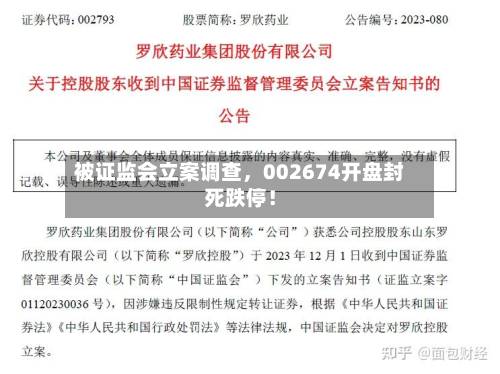 被证监会立案调查	，002674开盘封死跌停！-第2张图片