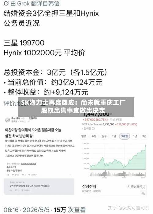 SK海力士再度回应：尚未就重庆工厂股权出售事宜做出决定