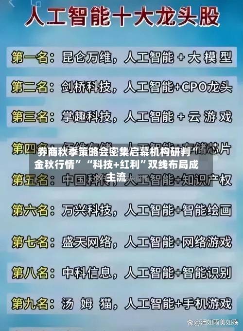 券商秋季策略会密集启幕机构研判“金秋行情” “科技+红利	”双线布局成主流-第2张图片