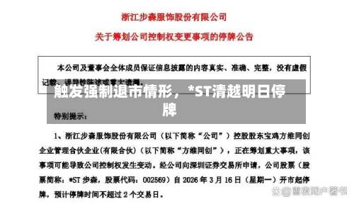 触发强制退市情形，*ST清越明日停牌-第2张图片